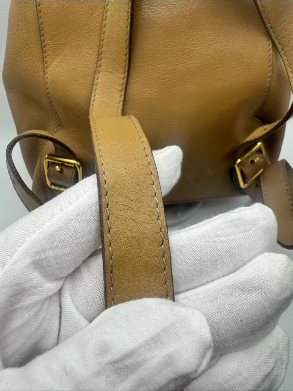 Gucci Tan Vintage Leather Backpack with Bamboo Handle